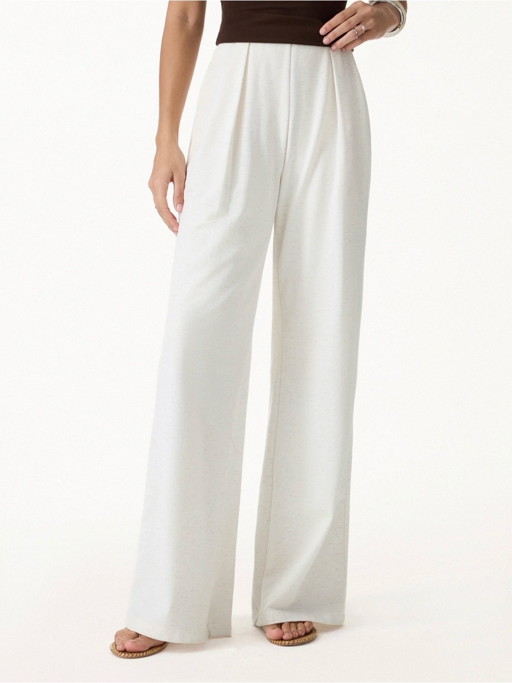 OGL Linen Airy Stretch Linen-Like Wide Flare Pant with Pockets Sz Large New